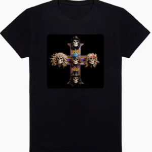 Camiseta Guns N Roses Cruz Caveiras 3D Appetite Rock Camisa Banda 100% Algodão